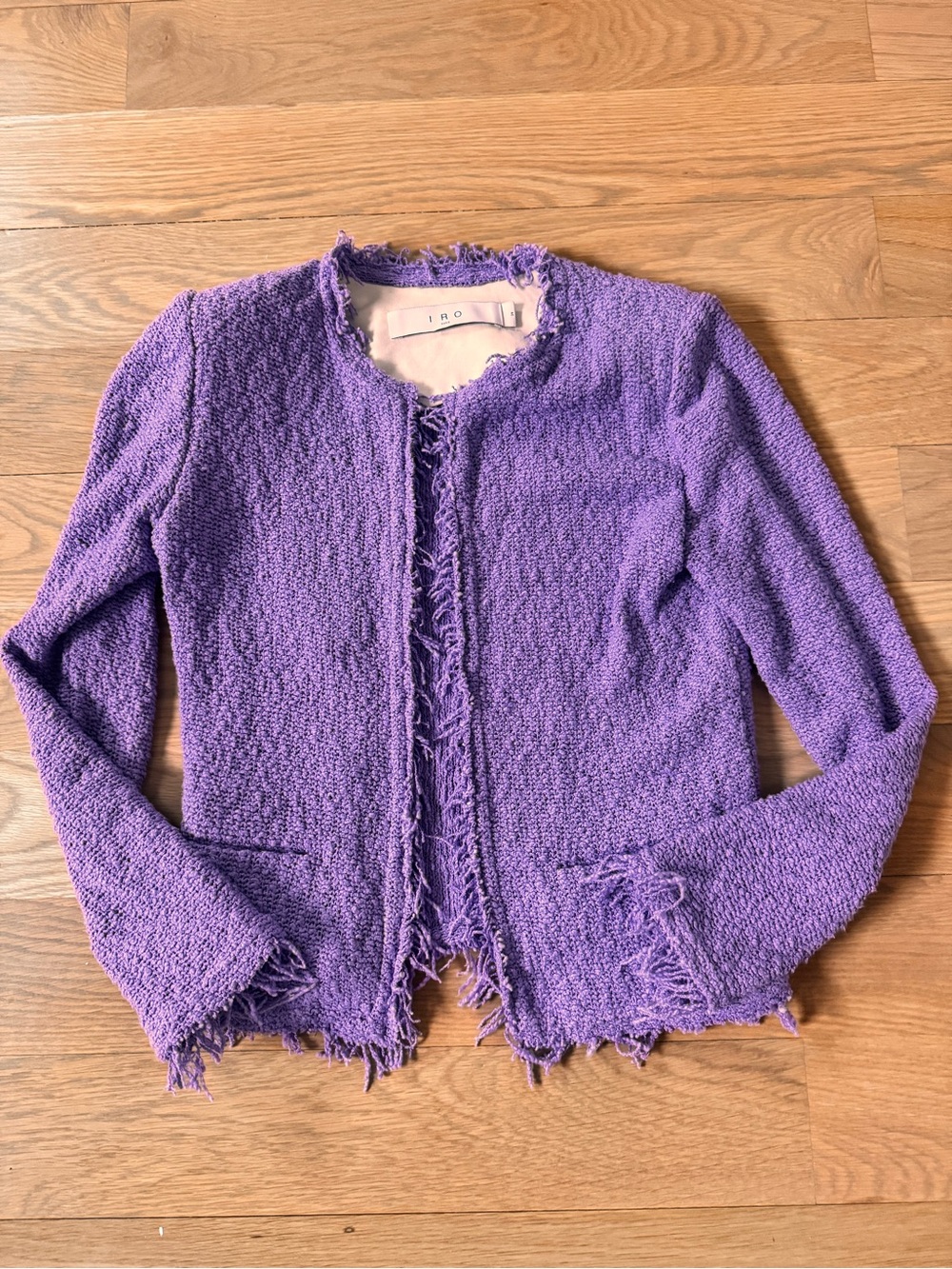 IRO Lavender Fringed Bouclé Jacket
